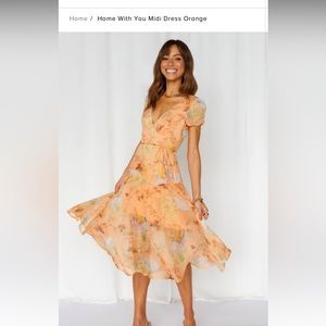Hello Molly Home with you midi dress orange size medium